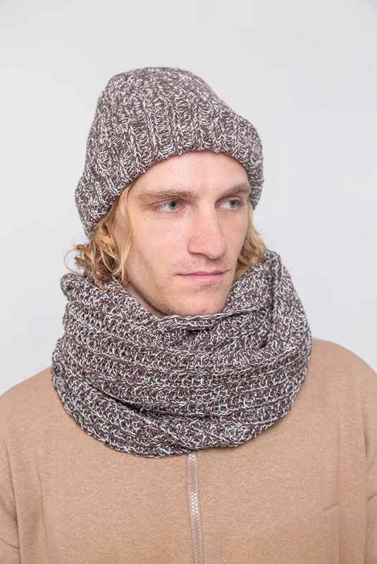 Мужской коричневый шарф из конопли и мериноса Uzor Wear